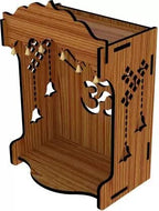 HM Bell Om Pooja Wooden Mandir for Home Wall Mounted | Wood Puja Home Temple with Double Shelf for Storage and God Idols Decoration for Living Room, Bedroom and Office