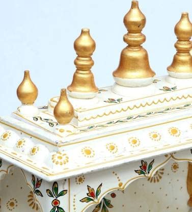 Kamdhenu Art and Craft Wooden Temple for Home and Office Poojaghar - 15 x 8 x 18 White and Red