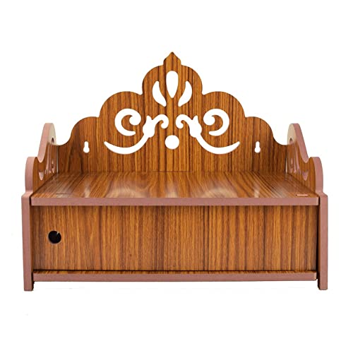 Lexical Wooden Readymade Wall Hanging Puja Temple for Home God Stand for Pooja Room Mandir Wood Devghar Stand for Office and Shop Lexical-448