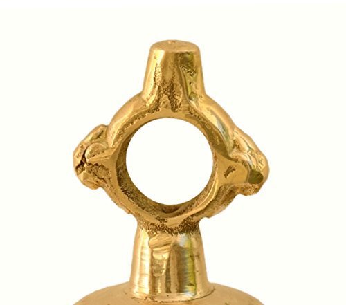 ARTVARKO Hanging Bell Solid Brass Metal Heavy Bell with Deep Sound 5 Inches Diameter Antique Home Décor Ghanti for Door Mandir Item Weight 1.1 Kg
