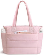 KNH MART Puffer Tote Bag for Women Quilted Nurse Bag Lightweight Work Bag for Teacher Travel Handbag with Multiple Pockets (A1)