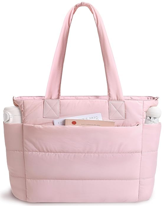 KNH MART Puffer Tote Bag for Women Quilted Nurse Bag Lightweight Work Bag for Teacher Travel Handbag with Multiple Pockets (A1)