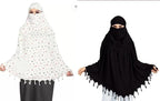 COMBO Women Cotton Stylish Hand Printed Scarf - Anti Pollution Full Face Cover With UV Sun Rays Protection Scarf (WHITE-BLACK)