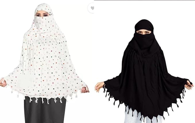 COMBO Women Cotton Stylish Hand Printed Scarf - Anti Pollution Full Face Cover With UV Sun Rays Protection Scarf (WHITE-BLACK)