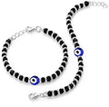 ARTIFICIAL TREE Exclusive German Silver Charm Evil Eye Nazariya Bracelet with Black & Silver Beads (Crystal) for Baby Boys & Girls| Adjustable Protection Bracelet for Newborns & Toddlers (AT KIDS 004)