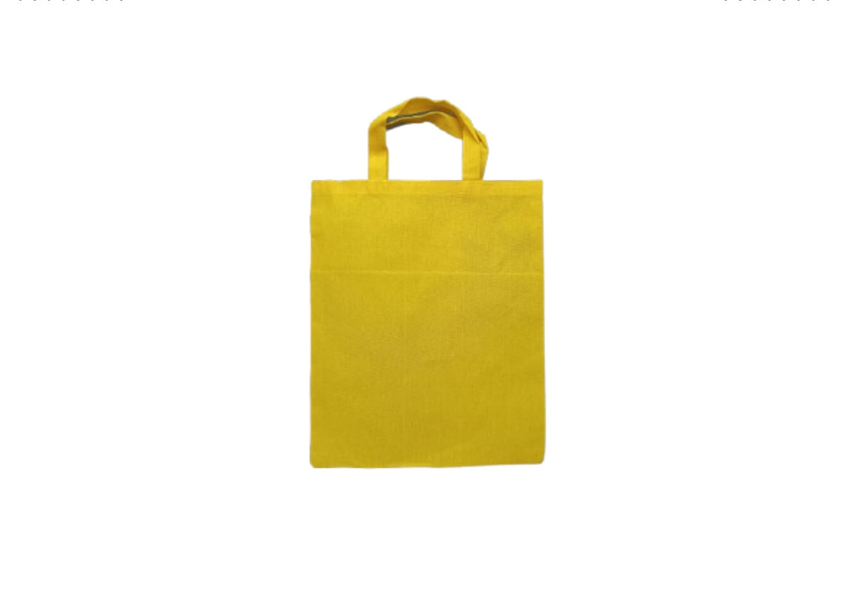 Fresh Bio Cotton Tote Bag | Reusable Shopping Cloth Bag for Grocery, Travel | Lightweight & Stylish | Yellow Bag | Eco-Friendly, Durable & Spacious (Pack of 5, YELLOW THAMBOOLAM BAGS - 12X 14)