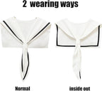 HAYZO Women's Sailor Collar Scarf | Detachable Fake Collar Necklace | Sailor Style Shawl Wrap for Sweater, Shirt & Dress | Fashion Accessory Top Collar (White)