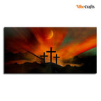 VIBECRAFTS Canvas Paintings for Living Room Drawing Room Three Cross Silhoutte Canvas Wall Painting Fitted With Wooden Frame For Home | Office | Living Room | Gifts (PTVCH_2540)
