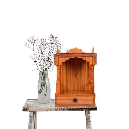 SLPL skylight Premium Wooden Temple Beautiful Pooja MANDIR,Wooden Wall Hanging Temple for Home and Shop,Office and Home showpiece Temple (Temple-547, 22 cm)