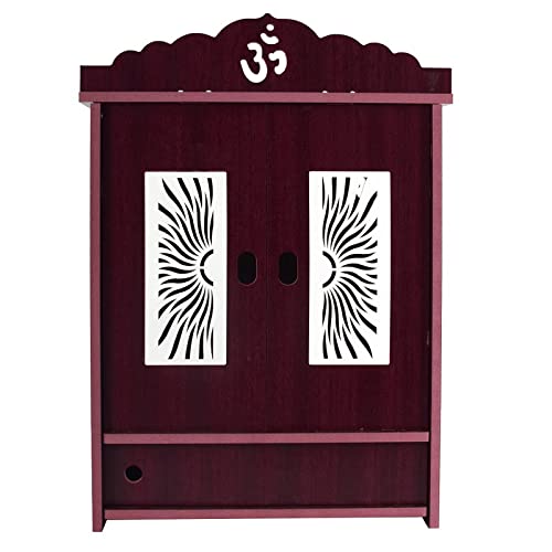 CrazyInk Wooden Readymade Wall Hanging Puja Temple for Home God Stand for Pooja Room Mandir Wood Devghar Stand for Office and Shop Crazyink-453