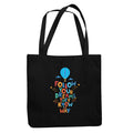 TheYaYaCafe Printed Canvas Cotton Black Tote Bag with Zipper for Womens, Tote Bag for College (Follow Your Dream)