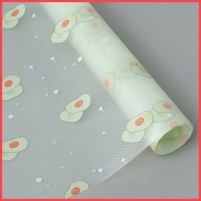 ElastPro (45 cm X 1.5 m) Printed Shelf Liners for Kitchen Shelves, Drawer Mat, Shelf Liner, Fridge Mats, Kitchen Cabinet Drawer Mat Liner Sheets (Avacado Fruit Printed) Kafalo
