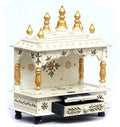 Kamdhenu Art and Craft Wooden Temple for Home and Office Poojaghar - 15 x 8 x 18 White and Red