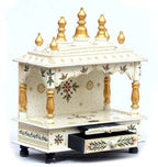 Kamdhenu Art and Craft Wooden Temple for Home and Office Poojaghar - 15 x 8 x 18 White and Red
