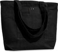 Econest Large Canvas Tote Bag for Women, Beach Bags, Travel Bag with Outer Pockets & Inner Zipper Pocket, Reusable Multi-Purpose Cotton Bags for School/Gym/Shopping/Beach & Groceries, (BLACK)