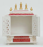 Jodhpur Handicrafts MDF Wood Home Temple Temple Pooja Cupboard for Home Pooja Mandir for Home Big Size 6 Feet (18 inch x 12 inch x 24 inch, White & Red)