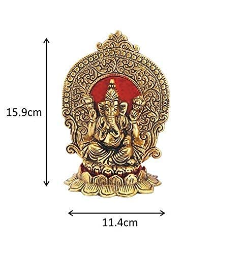 Kridaykraft Lord Ganesha Statue Sitting on Lotus Flower and Giving Blessing Idols for Home Decor