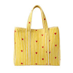LOOMARTE Quilted Cotton Printed Tote Bag for Women & Girls - Yellow