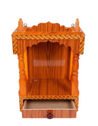 Wooden Home Temple Mandir for Wall & Tabletop | Pooja Mandir with Drawer | Traditional Pooja Mandap for Home Décor (32 x 22 x 45 cm)