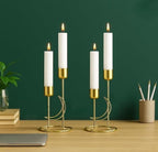 URBAN INSPIRATIONS Moon Style Candle Holder Set of 2 | Golden Metal Candle Stand for Home Décor, Living Room, Bedroom & Dining Table | Modern Minimalist Gift Items