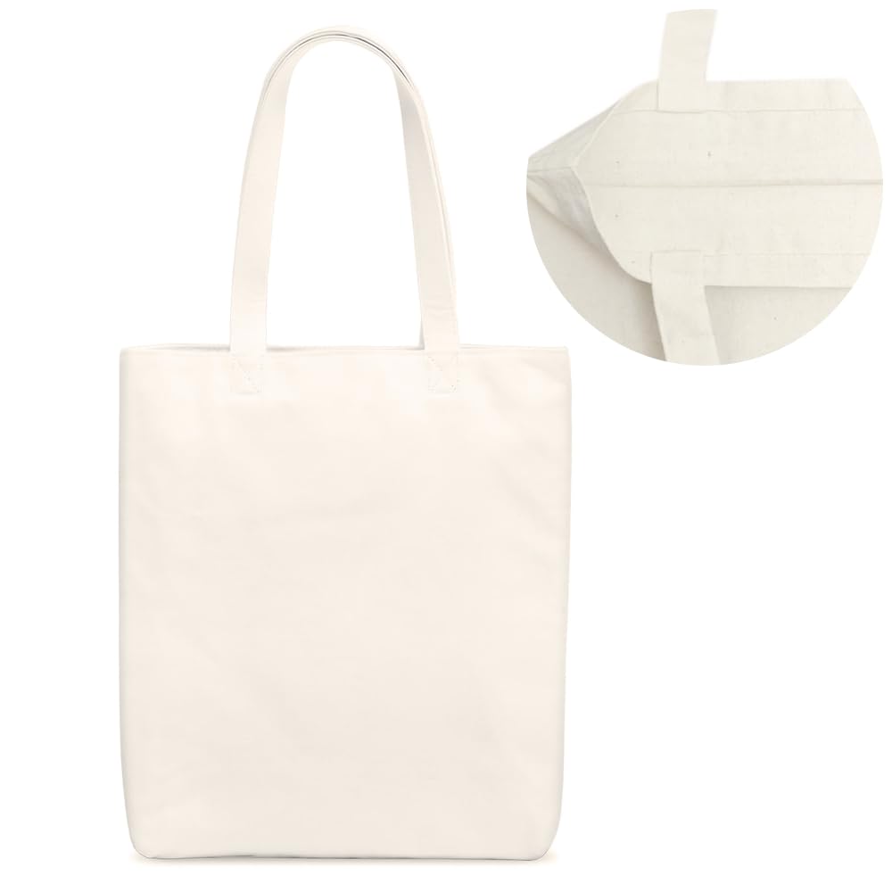Roundsun Eco Friendly Reusable Plain Canvas Tote Bags 300 GSM Cloth Ideal For Craft Work Painting Embroidery Block/Screen Printing & DTF Sticker 16 Height 14 Width(Plain Bag Open Closure)