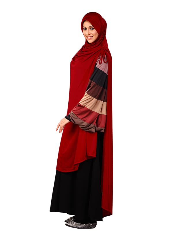 Mehar Hijab's Muslim Modest Women's Stylish Poly Cotton Solid Hijab ULEMA (Dark Maroon, Large)