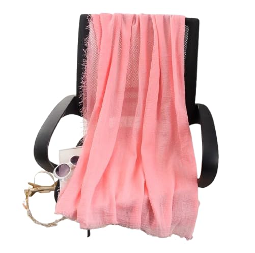 IBA ISBA COLLECTIONS Women's Crinkle Cotton Scarf, Stoles, Hijab (80 x 190 Cms) (Salmon Rose)