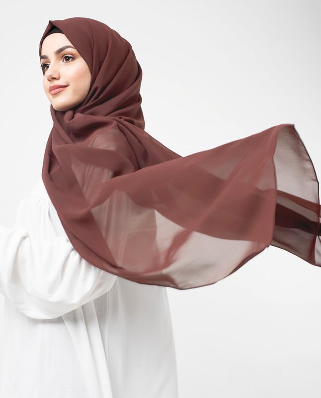 Premium Chiffon Hijab Head Scarf Shawl Wrap for Women (Brown)