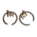Macsoax Antique Brass Cow Motif Earrings for Women – Handcrafted Ethnic Hoop Design, Textured Traditional Jewelry for Festive & Casual Wear