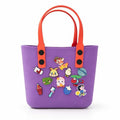 Cute Tote Bag for Girls | Cute Cartoon Charm Silicone EVA Handbag | Waterproof Ladies Purse, Purple Stylish Aesthetic Lunch Bag | Fashion Shoulder Bag, Trendy Designer Daily Use Handbags.(Purple)