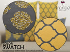 Trance Home Linen Set of 5 Premium 100% Cotton 16x16 inch Cushion Covers Only for Sofa and Diwan | Small Cushion Pillow Covers Only (16x16 inch | 40cmx40cm, Damask & Dori Mustard Yellow) – Set of 5