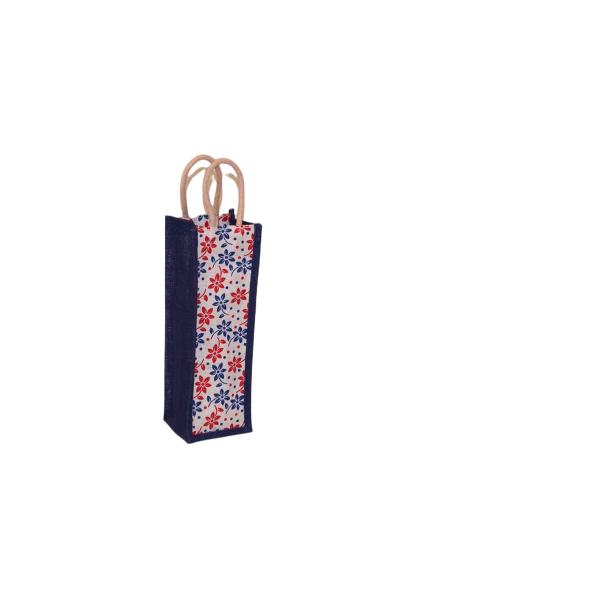 Generic Jute Shopping Flower Printed Bag with Cotton Rope Handle for Men and Women with Zip (Multicolor)
