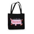 Theyayacafe Printed Cotton Black Tote Bag, Multipurpose Bag, Lightweight