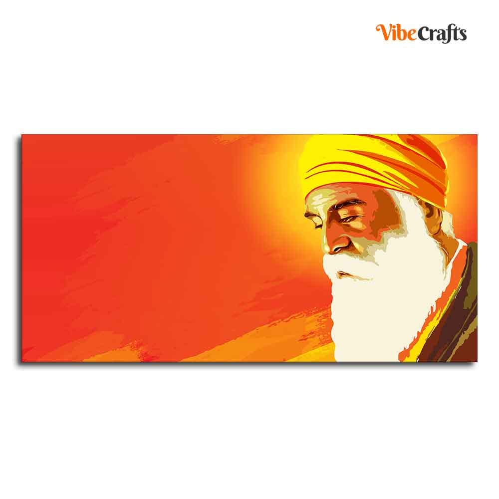 VIBECRAFTS Canvas Paintings for Living Room Drawing Room Shri Guru Nanak Dev Canvas Wall Painting Fitted With Wooden Frame For Home | Office | Living Room | Gifts (PTVCH_2510)
