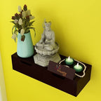 Ereteken ART Wall Mounted Hanging Puja Temple Shelf with Drawer Stylish Wood God Stand for Pooja Room Mandir Stand Temple | Home Temple Table Home Mandir Temple (Brown)