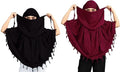 COMBO Women Cotton Stylish Hand Printed Scarf - Anti Pollution Full Face Cover With UV Sun Rays Protection Scarf (black-maroon)