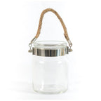 SPHINX Glass Hanging Lantern Candle Holder with Rope | Hurricane Jar for Tealight, LED Lights & Floral Decor | Home & Festive Gifting | 6.3 x 5.3 Inches (1 Pc)