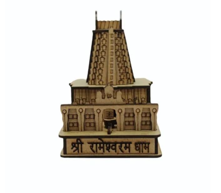 Shree Rameshwaram Dham 3D Wooden Temple Model, Decorative Religious Miniature Structure (Pack of 1)