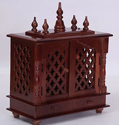 Jodhpur Handicrafts MDF Wood HOM.e Temple Mandir for HOM.e Big Size Temple for HOM.e with Door Pooja Stand for HOM.e Wall Mount (18 inch x 9 inch x 22 inch, Honey)