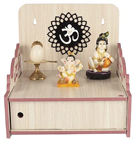 Lexical Wooden Readymade Wall Hanging Puja Temple for Home God Stand for Pooja Room Mandir Wood Devghar Stand for Office and Shop Lexical-437