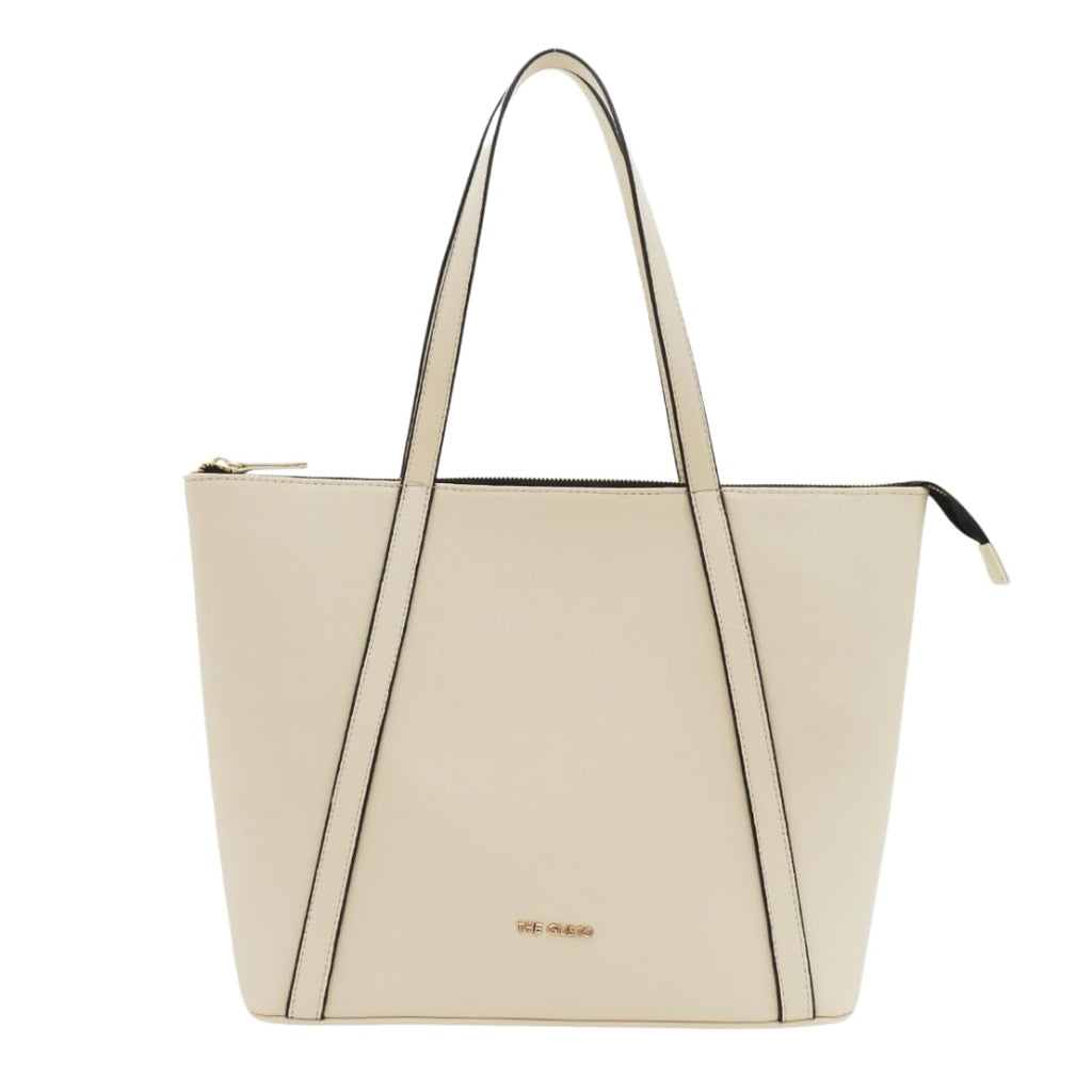 The Gusto AZA - Premium Vegan Leather Tote Bag for Women with Grained Texture | Medium Size Stylish Hand Bag/Shoulder Bag, Fits upto 14 Laptop (Cream)