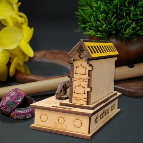 The Himalayan River Miniature Wooden Shree Badrinath Temple Miniature 3D Handmade Religious Temple Big Decorative showpiece