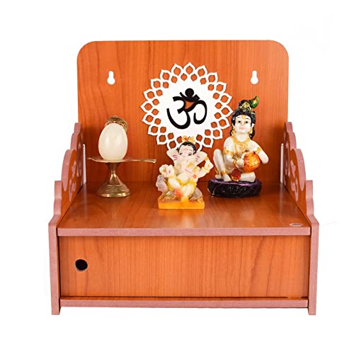 Lexical Wooden Readymade Wall Hanging Puja Temple for Home God Stand for Pooja Room Mandir Wood Devghar Stand for Office and Shop Lexical-436