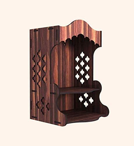 Ssi Fully Handmade Beautiful Small Wooden Home And Office Temple/Pooja Mandir, 22 Centimeters, 40 CM