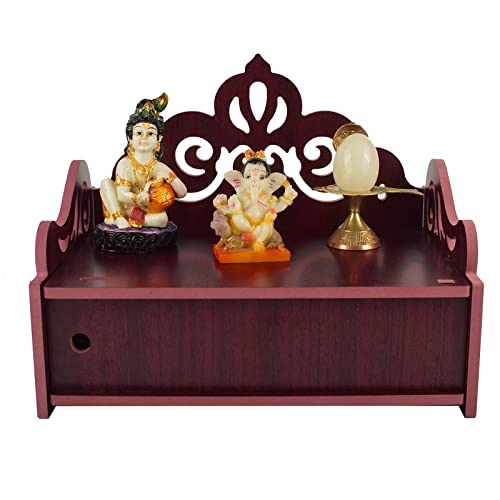 Lexical Wooden Readymade Wall Hanging Puja Temple for Home God Stand for Pooja Room Mandir Wood Devghar Stand for Office and Shop Lexical-447