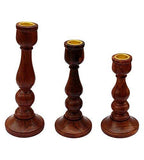 ITOS365 Handmade Wooden Candle Stand - Set of 3 | Decorative Wood Finished Wax Candle Holder for Home, Office & Living Room Décor | Handcrafted Tealight Holder Gift Item for Diwali & Festivals