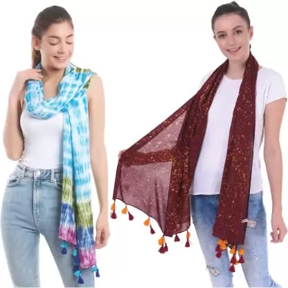 PALATT Cotton Scarf for Women | Lightweight Summer Stole for Women | Soft Breathable Ladies Scarf | Size 70 x 180 cm