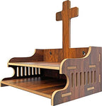 7CR Engineered Wood God Jesus Home Temple (Height: 30, DIY(Do-It-Yourself)) Wooden Wall Mount Prayer Shelf with Cross – Small Home Temple for Christians,Wooden Home Altar, Shrine Catholic