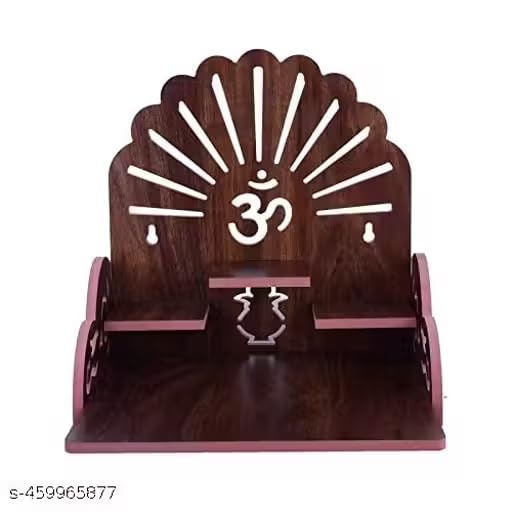 Naraniya Creation Beautiful Wooden Pooja Stand for Home Pooja Mandir Wall Mounted (Design 1)