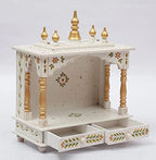 Jodhpur Handicrafts MDF Wood Home Temple Wooden Puja Mandir for Home Handcrafted Wooden Temple (18 inch x 9 inch x 22 inch, White)